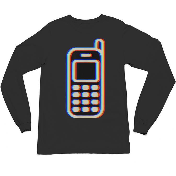 Retro Cell Vintage Mobile Phone 90s Nostalgia Vaporwave Fun Unisex Long Sleeve T-Shirt