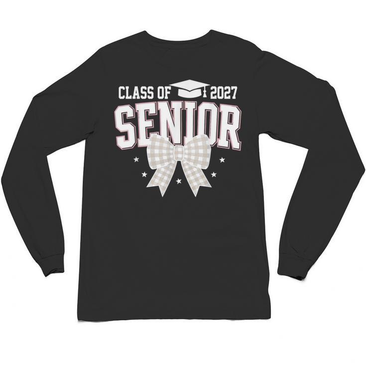 Retro Senior 2027 Girl Coquette Bow Class Of 2027 Graduation Unisex Long Sleeve T-Shirt