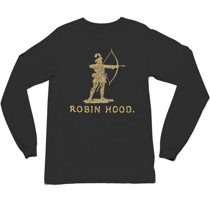 Robin Hood The Archer Book Cover Illustration In Gold Unisex Long Sleeve T-Shirt
