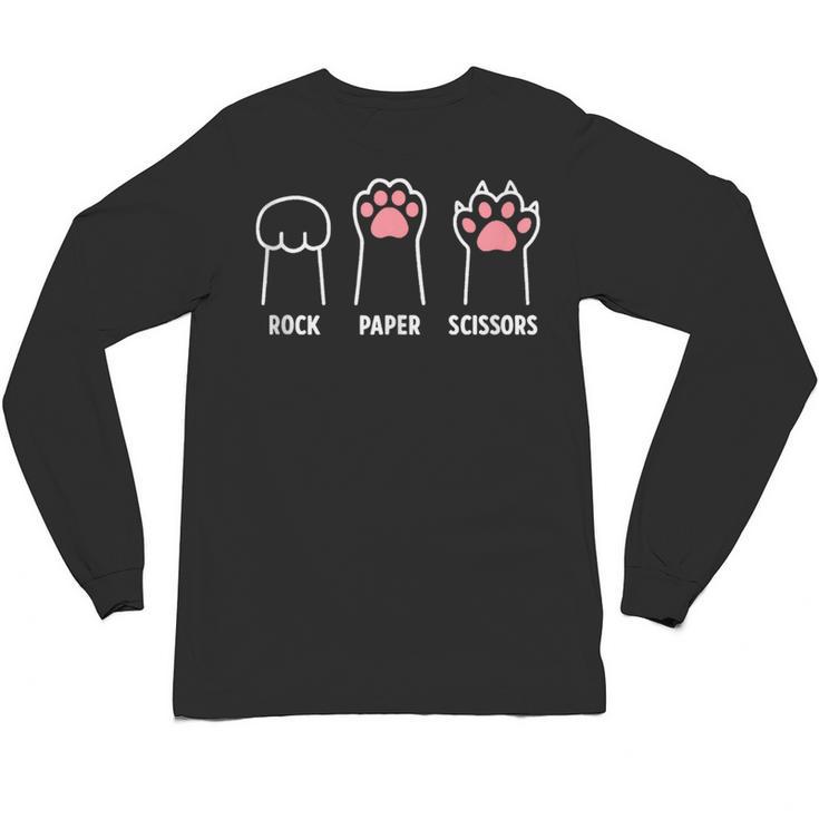 Rock Paper Scissors Hand Game Cute Paw Cat Introvert Unisex Long Sleeve T-Shirt