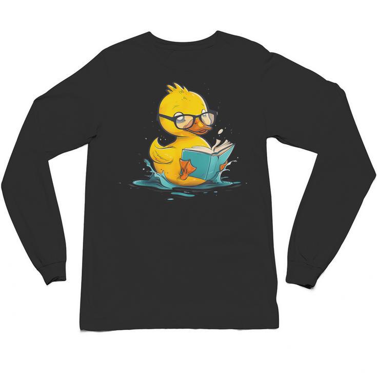 Rubber Duck Reading Book Reader Books Rubber Duckie Unisex Long Sleeve T-Shirt