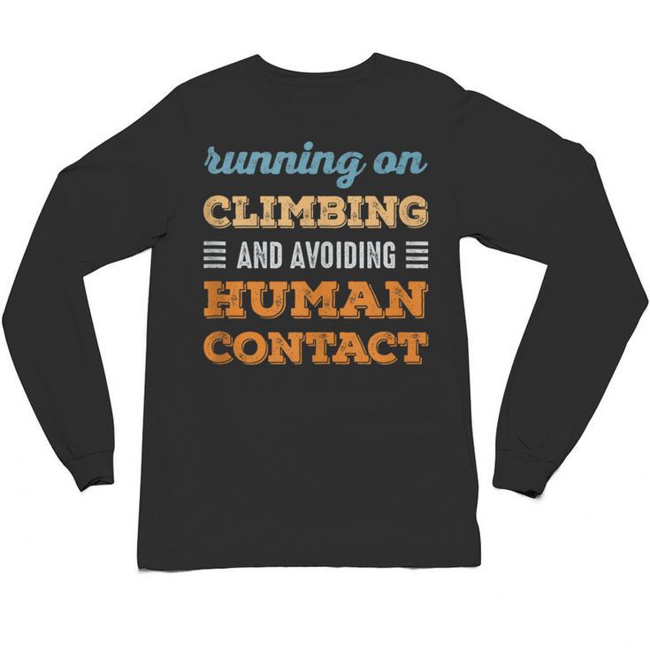 Running On Climbing Social Introvert Humor Vintage Unisex Long Sleeve T-Shirt