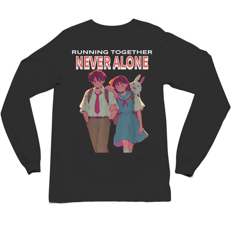Running Together Always Connected Anime Nostalgia Message Unisex Long Sleeve T-Shirt