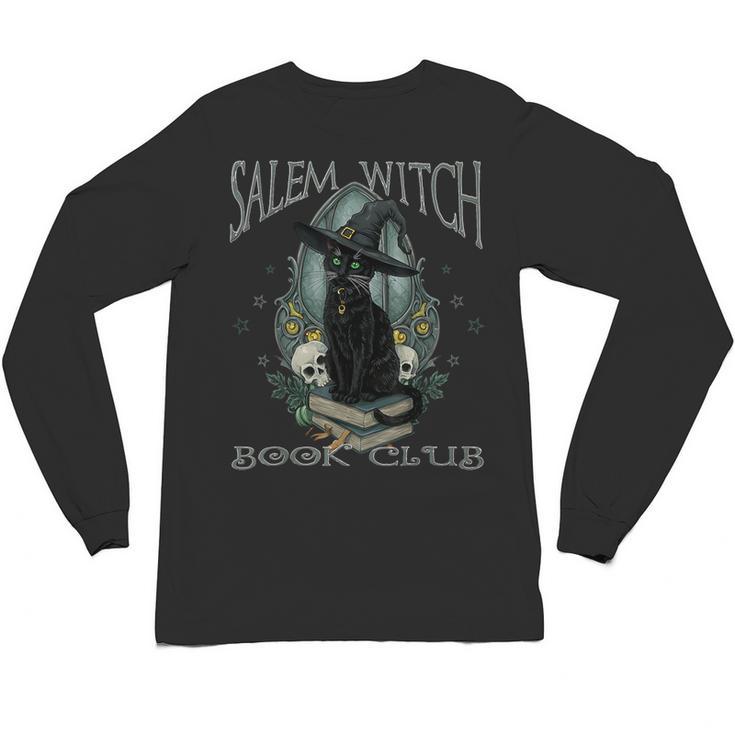 Salem Witch Book Club Cat Reading Witchy Halloween Men Unisex Long Sleeve T-Shirt