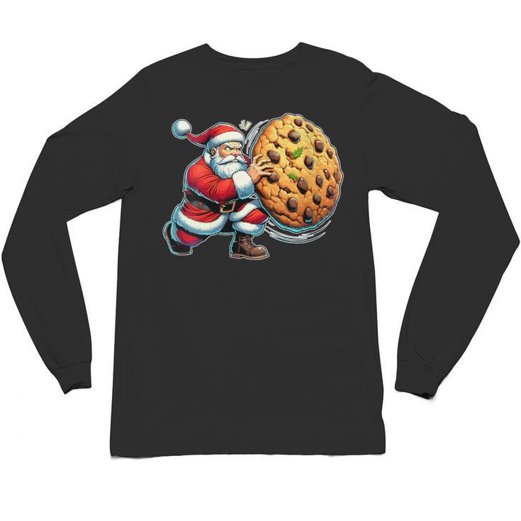 Santa Holding Cookie Xmas Baker Introvert Christmas Unisex Long Sleeve T-Shirt