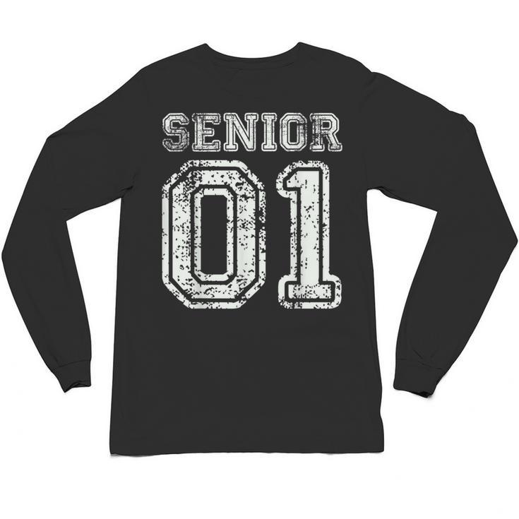 Senior 01 Class Of 2001 Retro College High School Graduation Unisex Long Sleeve T-Shirt