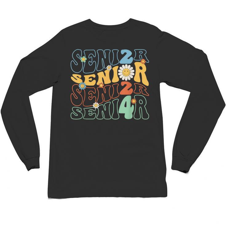 Senior 2024 Groovy Retro Class Of 2024 Graduation Senior 24 Unisex Long Sleeve T-Shirt