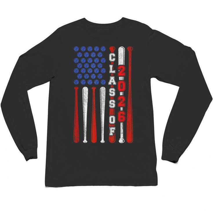 Senior 2026 Baseball American Flag Class Of 2026 Graduation Unisex Long Sleeve T-Shirt