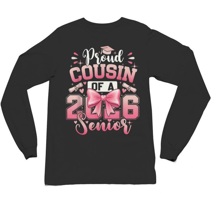Senior 2026 Class Of 26 Coquette Pink Bow Graduation Cousin Unisex Long Sleeve T-Shirt