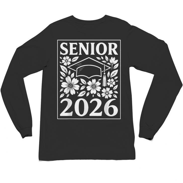 Senior 2026 Floral Flowers Class Of 2026 Graduation Kids Unisex Long Sleeve T-Shirt