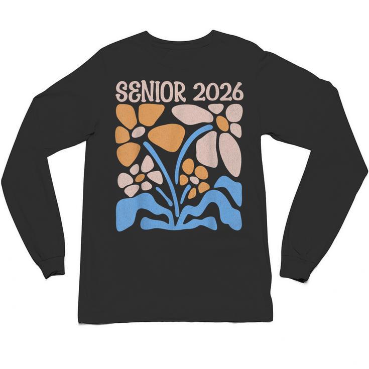 Senior 2026 Retro Groovy Flowers Graduation Unisex Long Sleeve T-Shirt