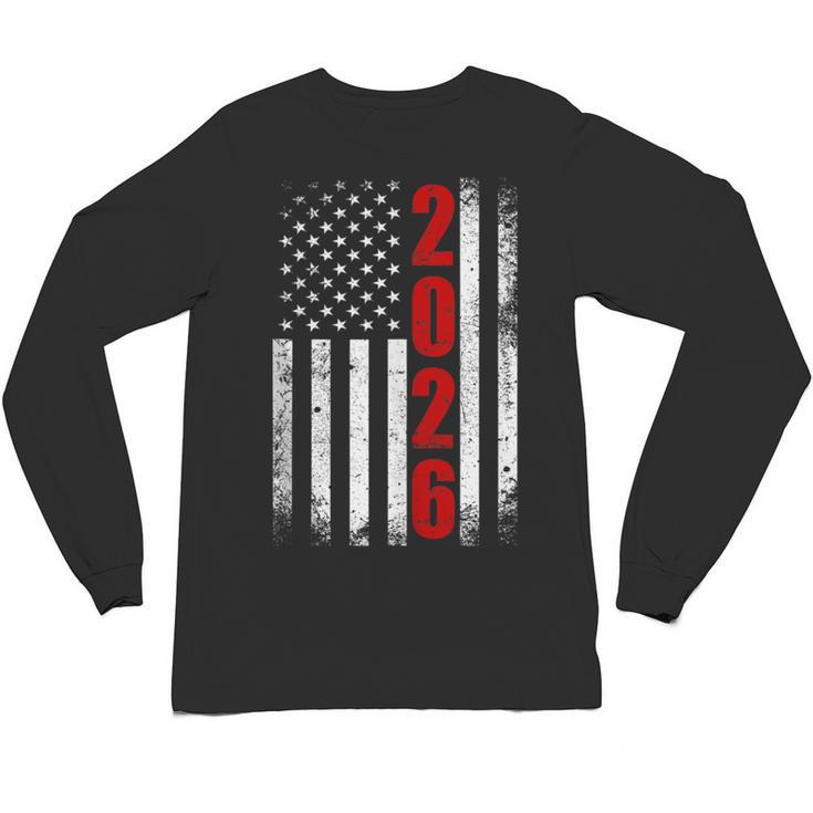 Senior Class Of 2026 Patriotic American USA Flag Graduation Unisex Long Sleeve T-Shirt
