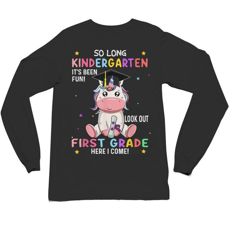 So Long Kindergarten Graduation Class 2025 Unicorn Girls Unisex Long Sleeve T-Shirt