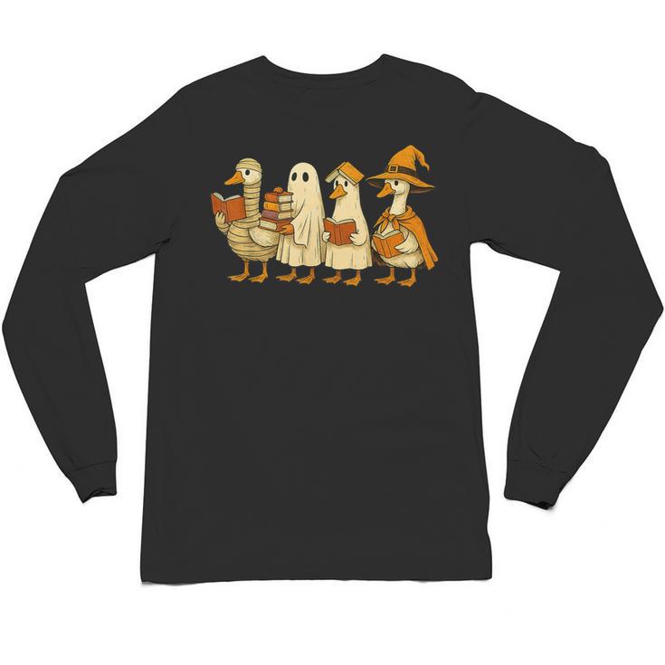 Spooky Halloween Book Lover Halloween Reading Goose Unisex Long Sleeve T-Shirt