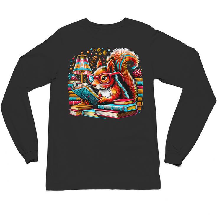 Squirrel Reading a Book Lover Bookworm Unisex Long Sleeve T-Shirt