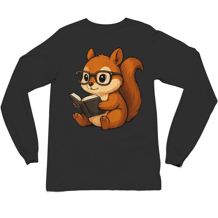 Squirrel Reading Book Lover Unisex Long Sleeve T-Shirt