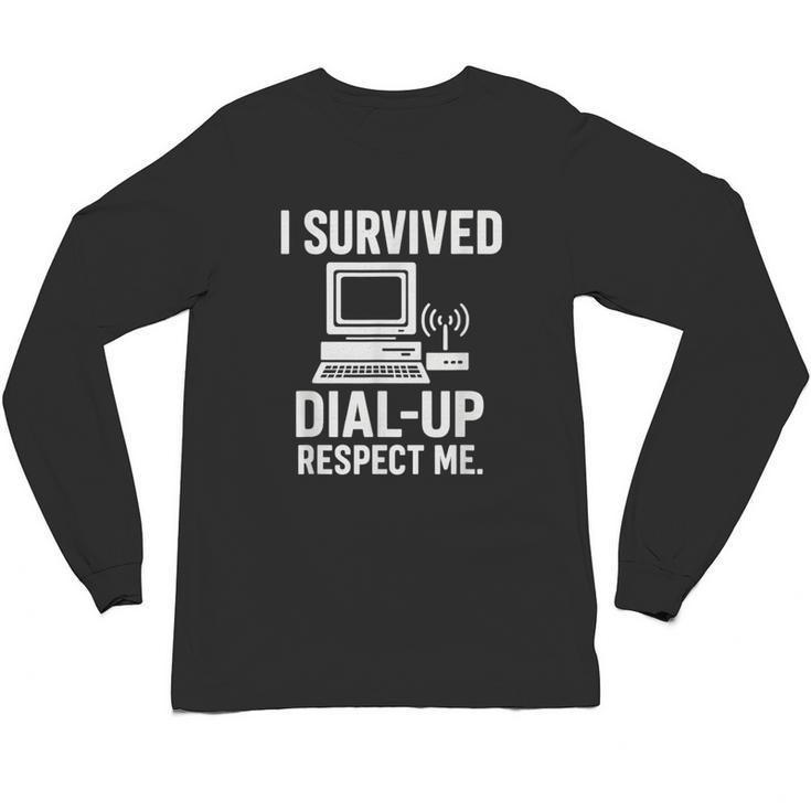 I Survived Dial-Up Internet – Retro 90s Nostalgia Unisex Long Sleeve T-Shirt