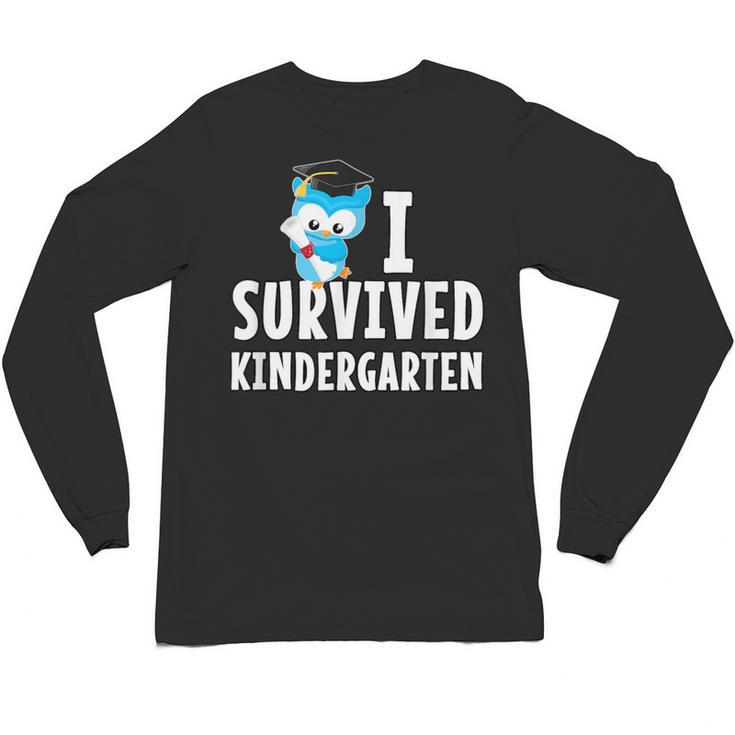 I Survived Kindergarten Graduation Kids Owl Grad Unisex Long Sleeve T-Shirt