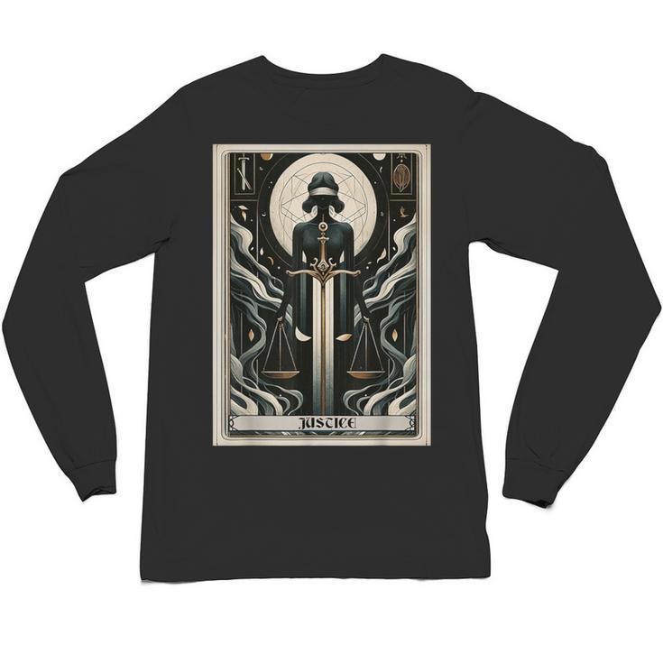 Tarot Cards Guide Book Esoteric Mysticism Clothing Tarot Card Justice Unisex Long Sleeve T-Shirt