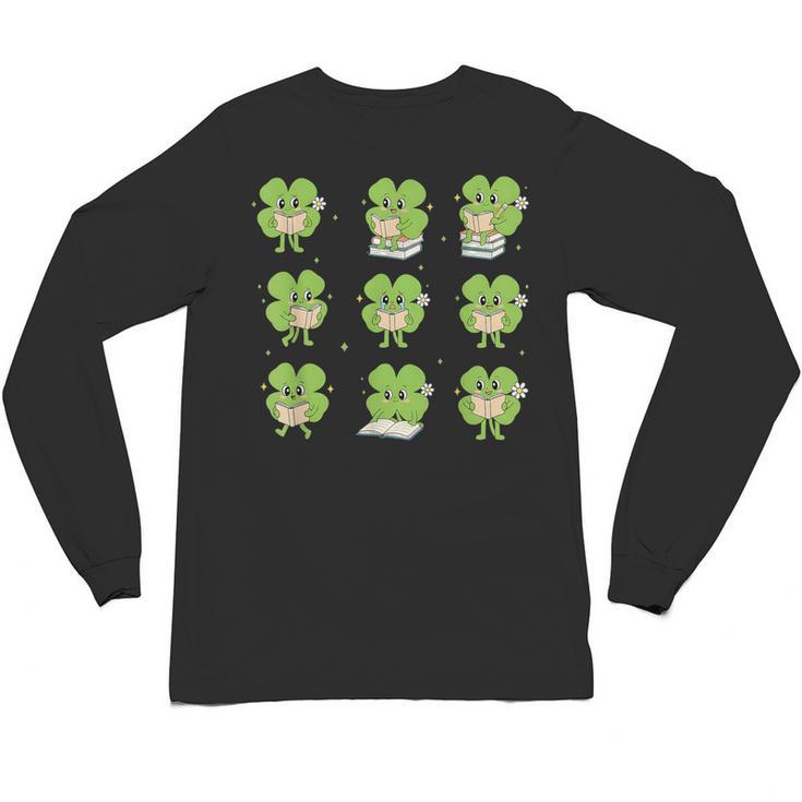 Teacher Reading Shamrock St Patrick’s Day Book Lover Kids Unisex Long Sleeve T-Shirt