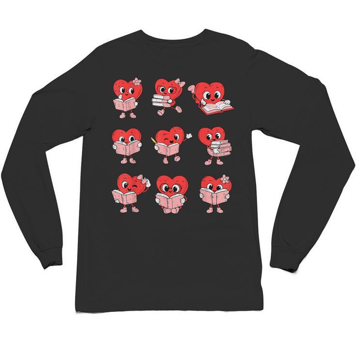 Teacher Valentines Day Reading Book Lover Bookworm Library Unisex Long Sleeve T-Shirt