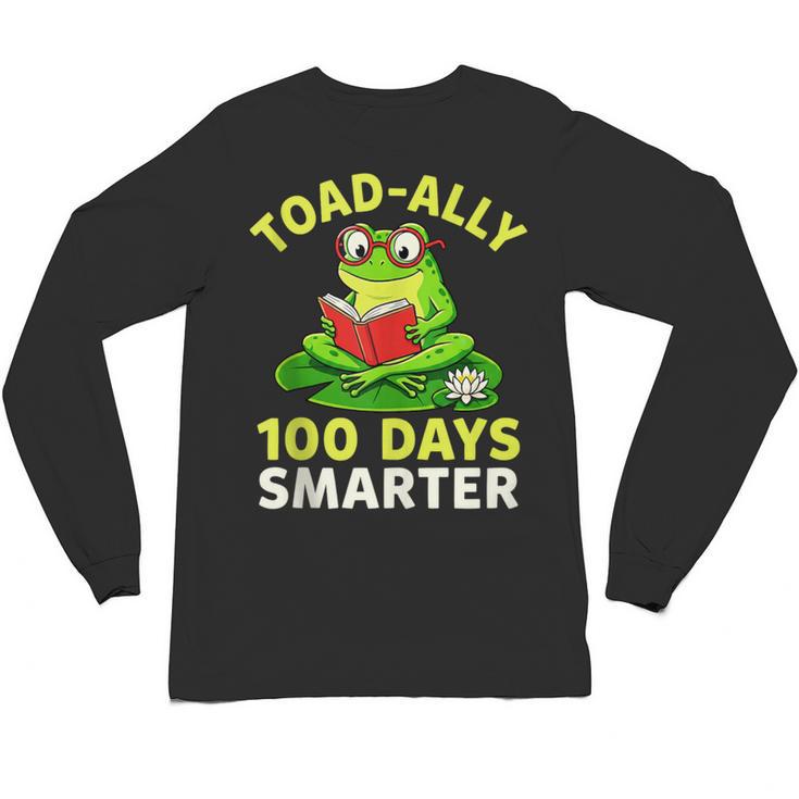 Toad-Ally 100 Days Smarter Frog Reading Book 100 School Day Unisex Long Sleeve T-Shirt