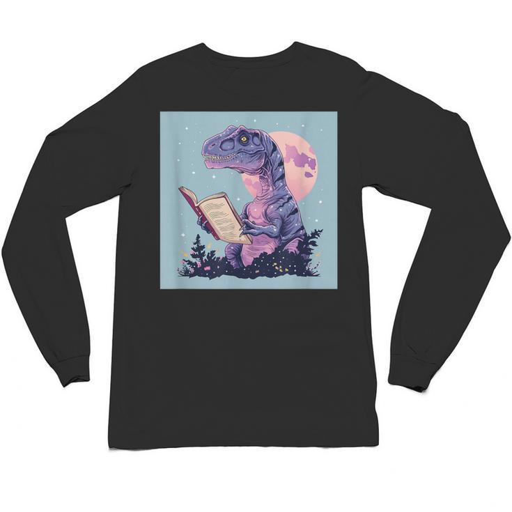 Trex Reading Book Dinosaur Unisex Long Sleeve T-Shirt