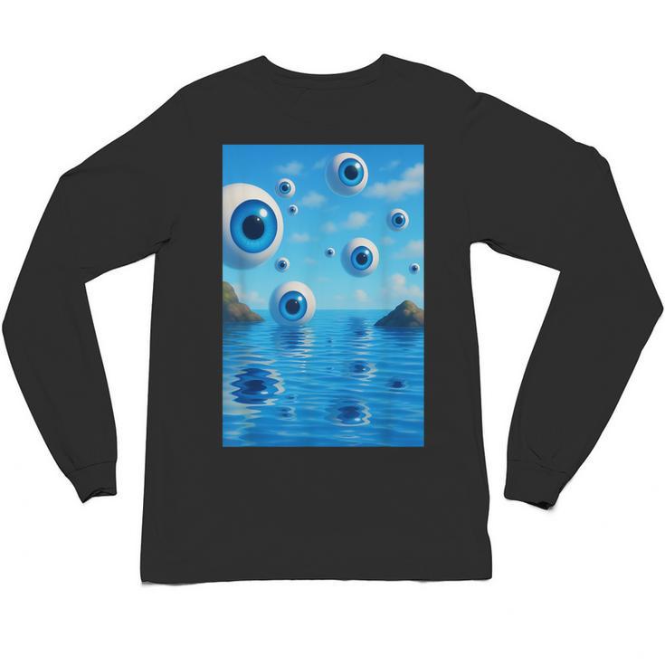 Trippy Weirdcore Frutiger Aero Surreal Eyeballs Y2K Unisex Long Sleeve T-Shirt