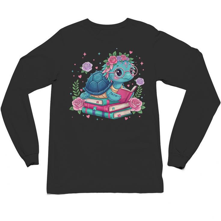 Turtle Bookworm Reading Book Bookworm Book Nerd Cute Graphic Unisex Long Sleeve T-Shirt