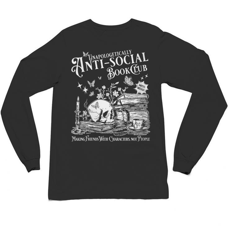 Unapologetically Antisocial Book Club Meets Weekly Retro Unisex Long Sleeve T-Shirt