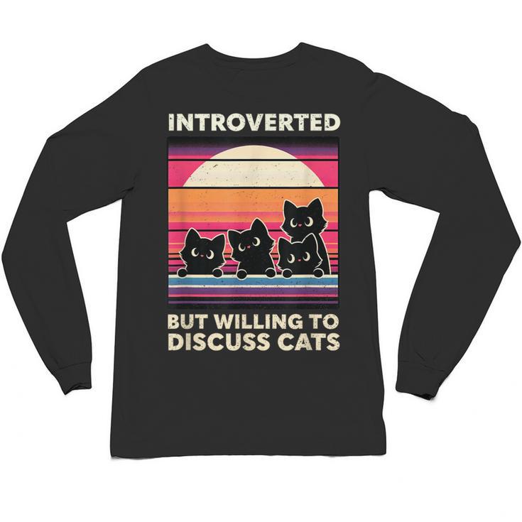 Unique Art For Introverted Cat Fans -Adults Cat Humorous Introvert Small Unisex Long Sleeve T-Shirt
