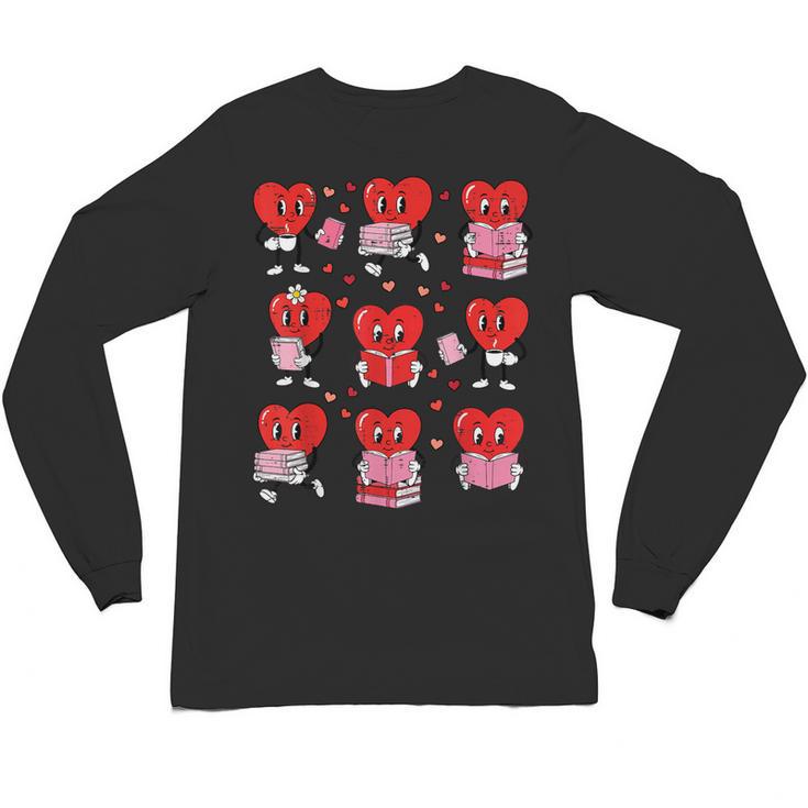 Valentines Day Librarian Heart Reading Book Women Men Kids Unisex Long Sleeve T-Shirt