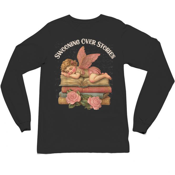 Valentine's Swooning Over Stories Cupid And Book Lover Tee Unisex Long Sleeve T-Shirt