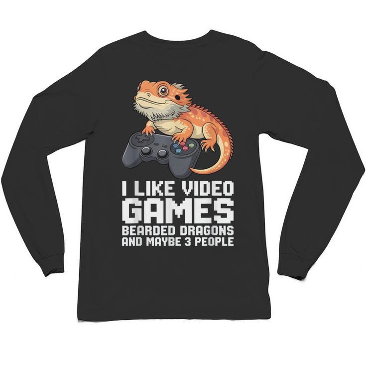 I Like Video Games Bearded Dragon Gamer Introvert Mood Unisex Long Sleeve T-Shirt
