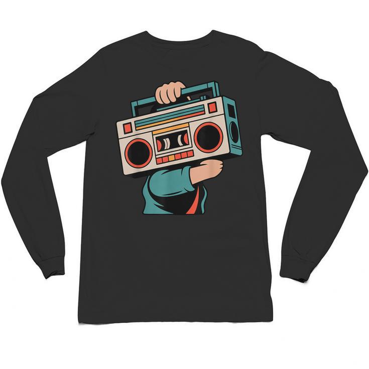 Vintage 80s 90s Retro Boombox Music Hip Hop Nostalgia Party Unisex Long Sleeve T-Shirt