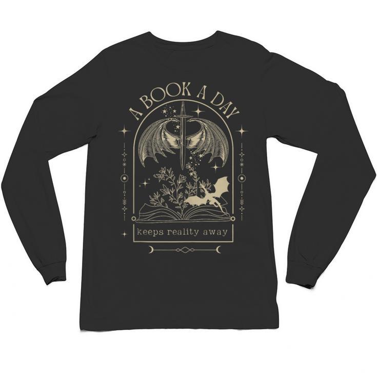 Vintage A Book a Day Keeps Reality Away Spicy Book Readers Unisex Long Sleeve T-Shirt