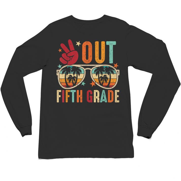 Vintage Peace Out 5th Grade Graduation Last Day Of School Unisex Long Sleeve T-Shirt