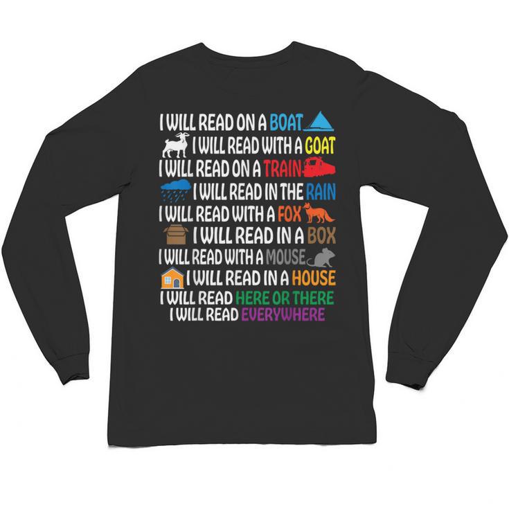 I Will Read Books On A Boat & Everywhere Reading Kids Book Unisex Long Sleeve T-Shirt