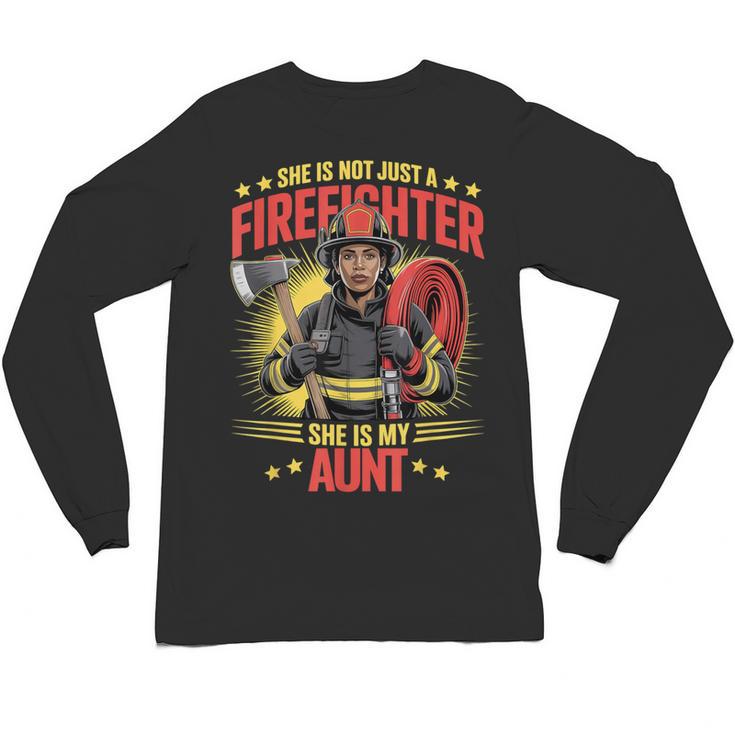 Woman Firefighter Aunt TiTi Auntie Black Graduation Unisex Long Sleeve T-Shirt
