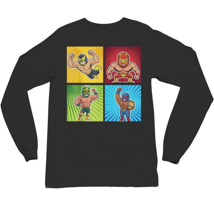 Wrestling Comic Book Wrestler Mexican Lucha Libre Mask Unisex Long Sleeve T-Shirt