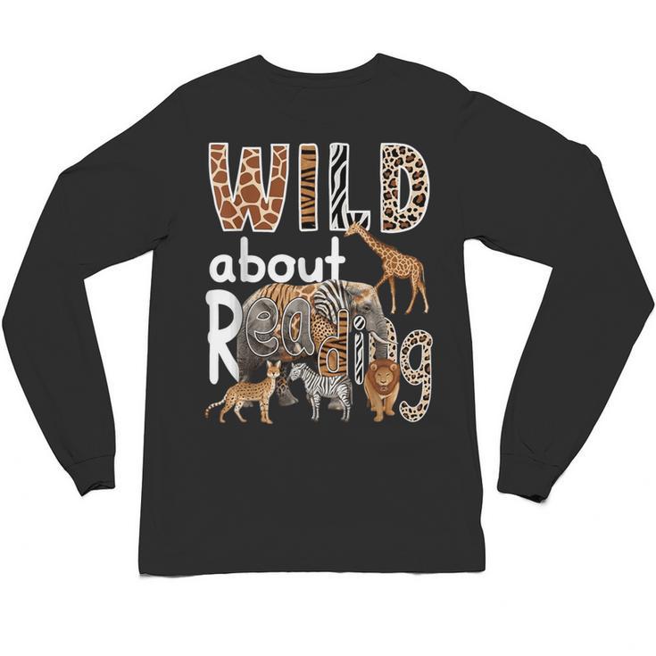 Zoo Animals Wild About Reading Books Reader Lover Librarian Unisex Long Sleeve T-Shirt
