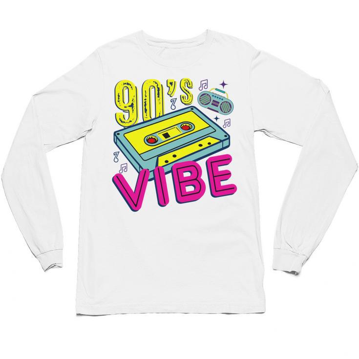 90's Vibe Retro Style Cassette Tape Nostalgia 1990s Party Unisex Long Sleeve T-Shirt