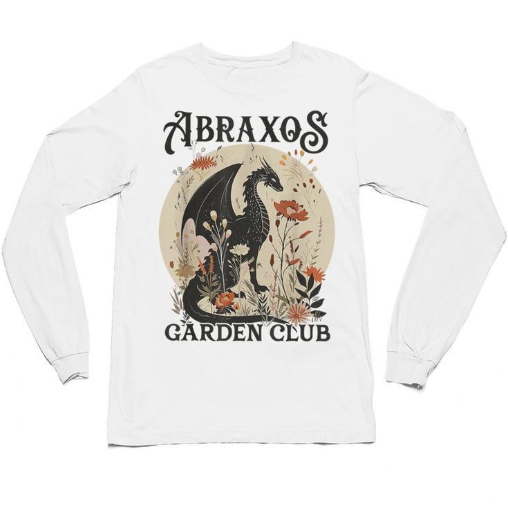 Abraxos Flower Garden Club Book Lover Fantasy Dragon Bookish Unisex Long Sleeve T-Shirt