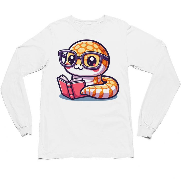 Adorable Book Lover Rattlesnake With Reading Glasses Cute Unisex Long Sleeve T-Shirt