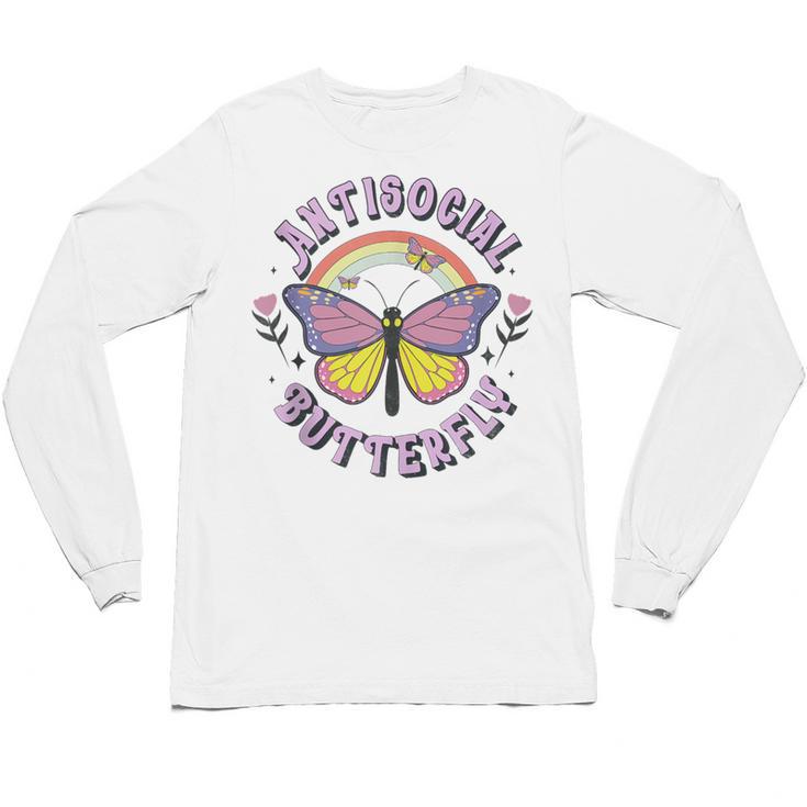 Antisocial Butterfly Tees For Introvert Men Women Girls Unisex Long Sleeve T-Shirt