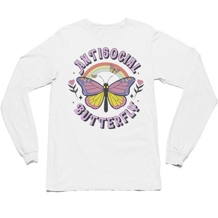 Antisocial Butterfly Tees For Introvert Men Women Girls Unisex Long Sleeve T-Shirt