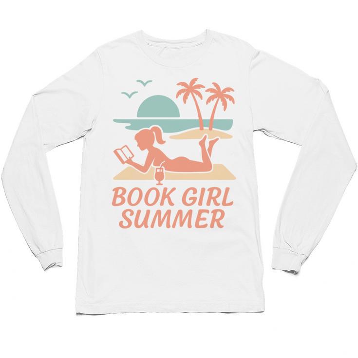 Book Girl Summer Book Reading Retro Sunset Unisex Long Sleeve T-Shirt