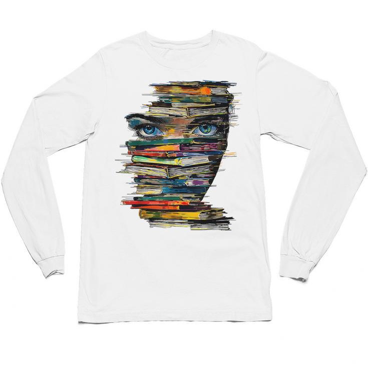 Book Women Graphic Art Colorful Eyes Unisex Long Sleeve T-Shirt