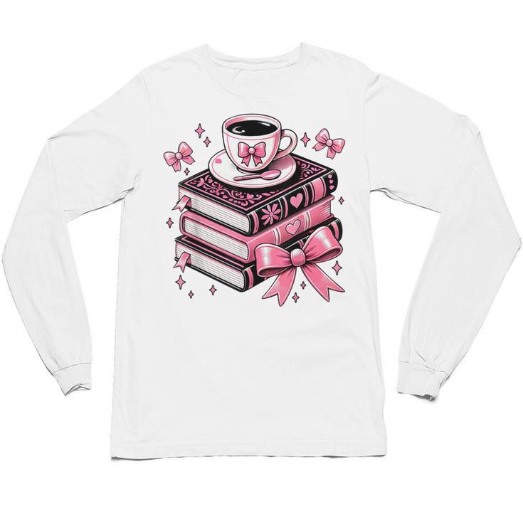 All Booked For Valentine's Teacher Coquette Bow Coffee Book Unisex Long Sleeve T-Shirt