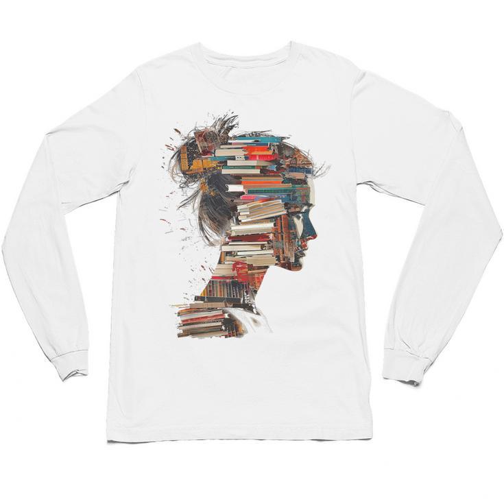Books Lover Women Art Colorful Drawing Graphic Books Unisex Long Sleeve T-Shirt